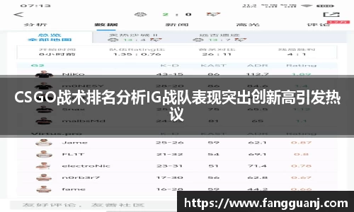 CSGO战术排名分析IG战队表现突出创新高引发热议